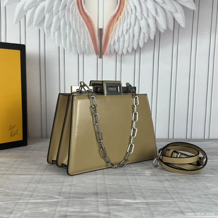 Affordable Calf Peekaboo Cut Leather Mini Bag In Fendi Khaki 0724
